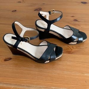 Prada wedge sandal. Black. Size 36 1/2.